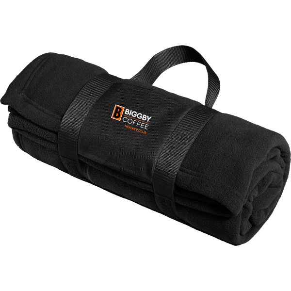 Biggby Coffee Hockey Club Fleece Blanket with Carrying Strap