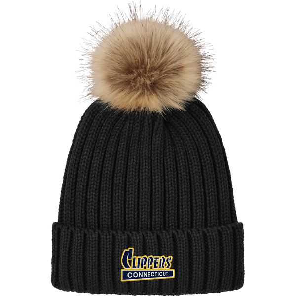 CT Clippers Faux Fur Pom Beanie