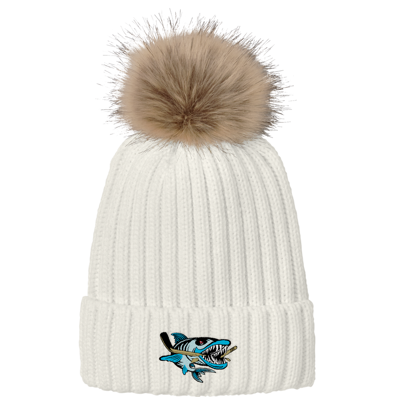 Boca Barracudas Faux Fur Pom Beanie