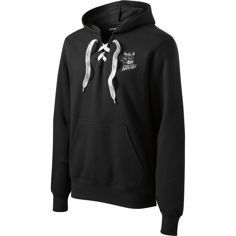 Hard Edge Hockey Lace Up Pullover Hooded Sweatshirt